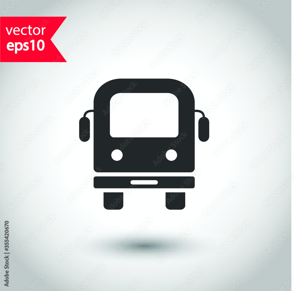 Transport bus vector icon. Bus front view icon. Vehicle icon. Studio background. EPS 10 vector sign. Bus flat sign design symbol pictogram Transport bus vector icon. Bus front view icon. Vehicle icon. Studio background. EPS 10 vector sign. Bus flat sign design symbol pictogram