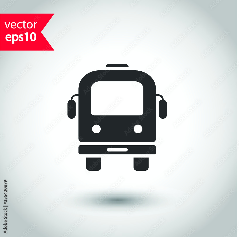 Transport bus vector icon. Bus front view icon. Vehicle icon. Studio background. EPS 10 vector sign. Bus flat sign design symbol pictogram Transport bus vector icon. Bus front view icon. Vehicle icon. Studio background. EPS 10 vector sign. Bus flat sign design symbol pictogram