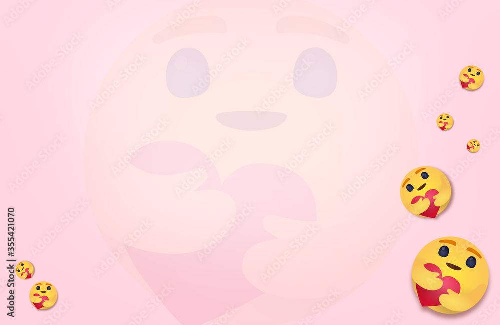 Naklejka premium Background for Emotion icon Care Reaction to Show Concern the Coronavirus COVID-19, Icon care reaction