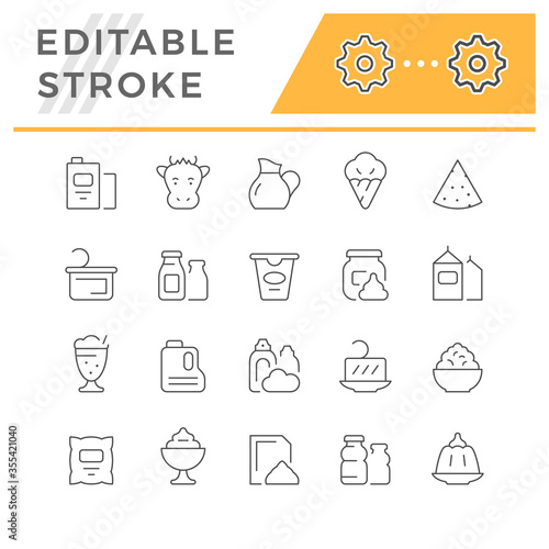 Set line icons of dairy products