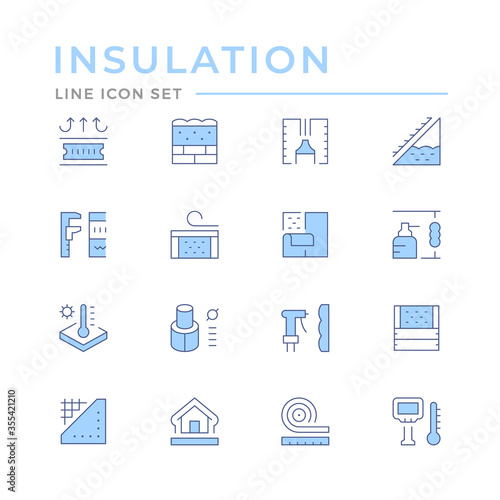 Set color line icons of insulation