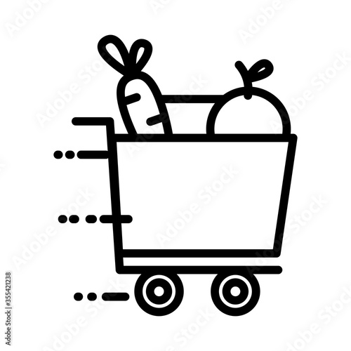 groceries in shopping cart delivery service line style