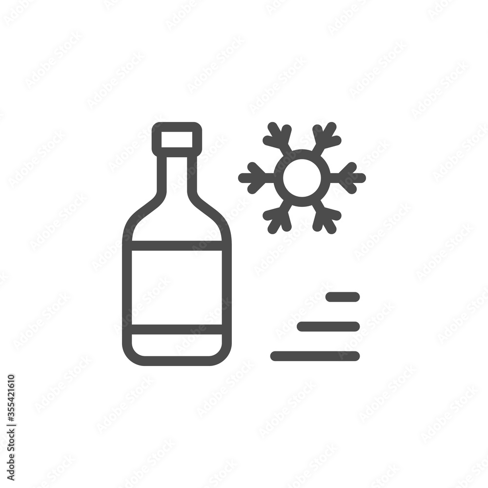 Cooling line outline icon and fridge concept Cooling line outline icon and fridge concept