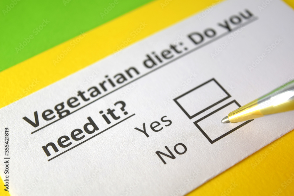 One person is answering question about vegetarian diet. One person is answering question about vegetarian diet.