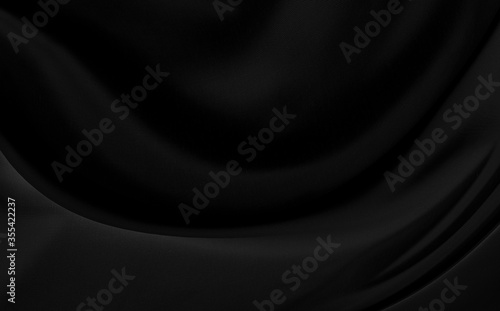 Black gray satin dark fabric texture luxurious shiny that is abstract silk cloth background with patterns soft waves blur beautiful.