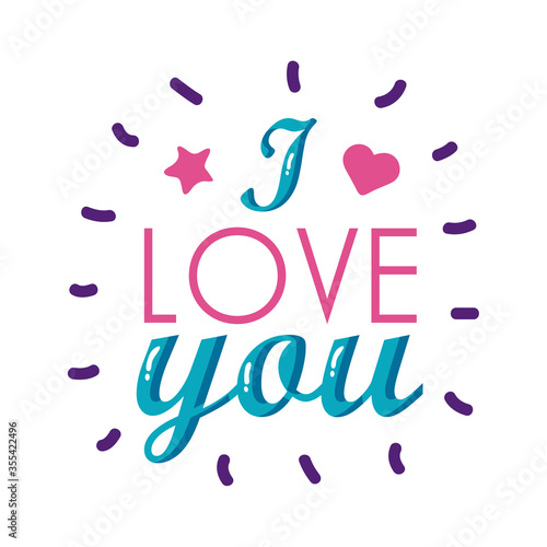 I love you text flat style icon vector design