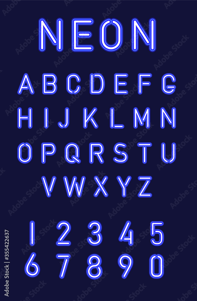 neon vector alphabet set neon vector alphabet set