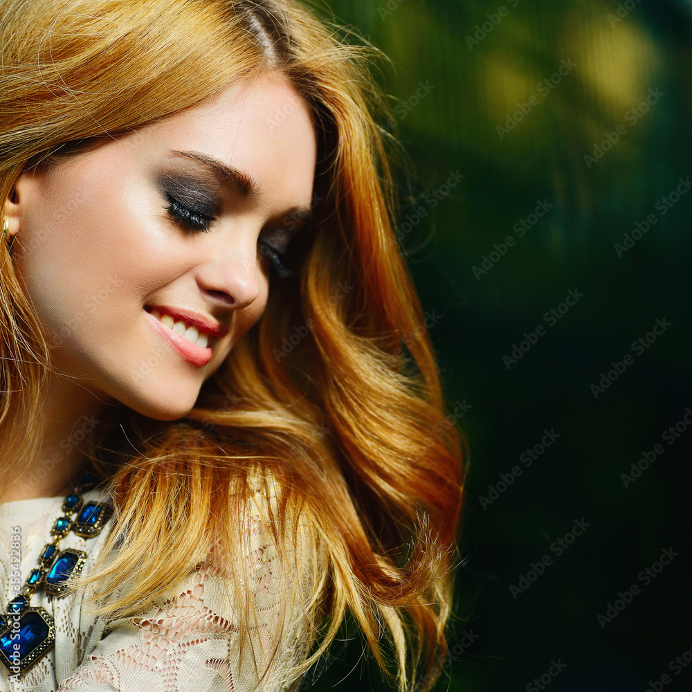portrait of a beautiful girl with a smile in the sun portrait of a beautiful girl with a smile in the sun