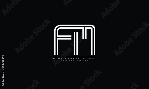 FM MF abstract vector logo monogram template