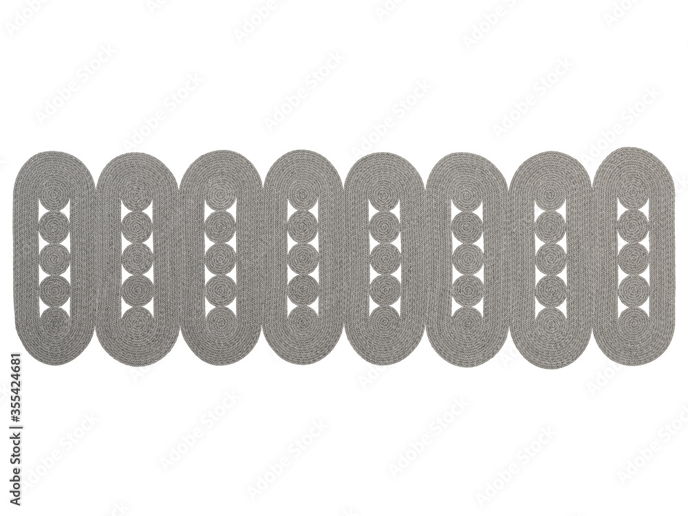 Handmade natural braided fiber gray jute rug. 3d render Handmade natural braided fiber gray jute rug. 3d render