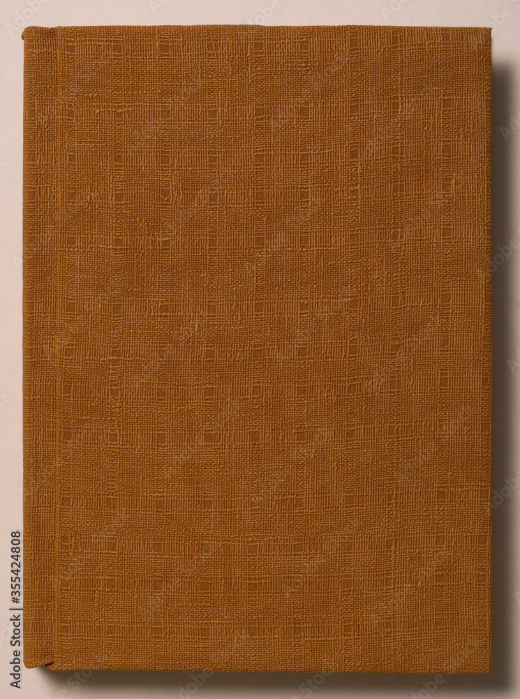 Fototapeta premium Book cover isolated on the white background. Leather covered book. Blank cover book. Faded cover of a vintage book.