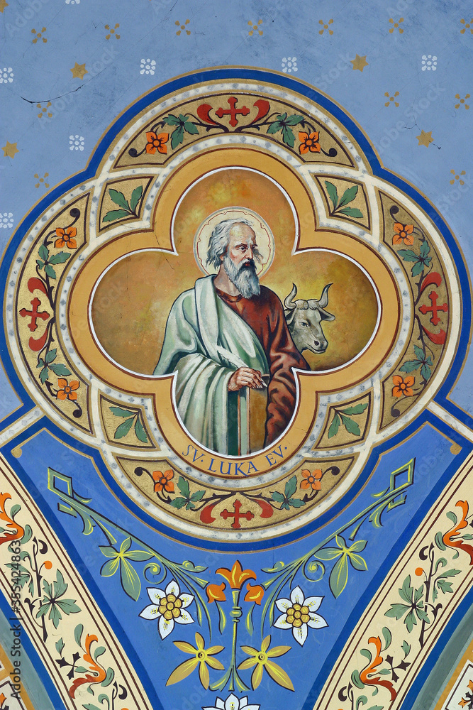 Saint Luke the Evangelist, fresco in the parish church of Helena in Zabok, Croatia