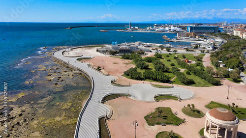 Amazing aerial view of Livorno coastline, Tuscany photo