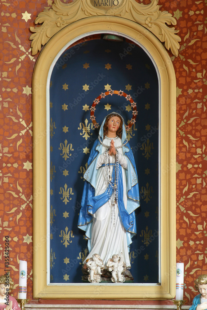 Our Lady of Lourdes, altar in the parish church of Helena in Zabok, Croatia