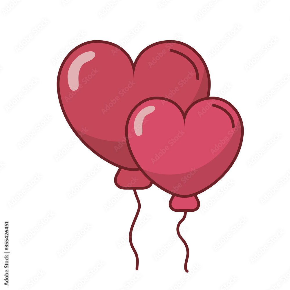 Love hearts balloons vector design