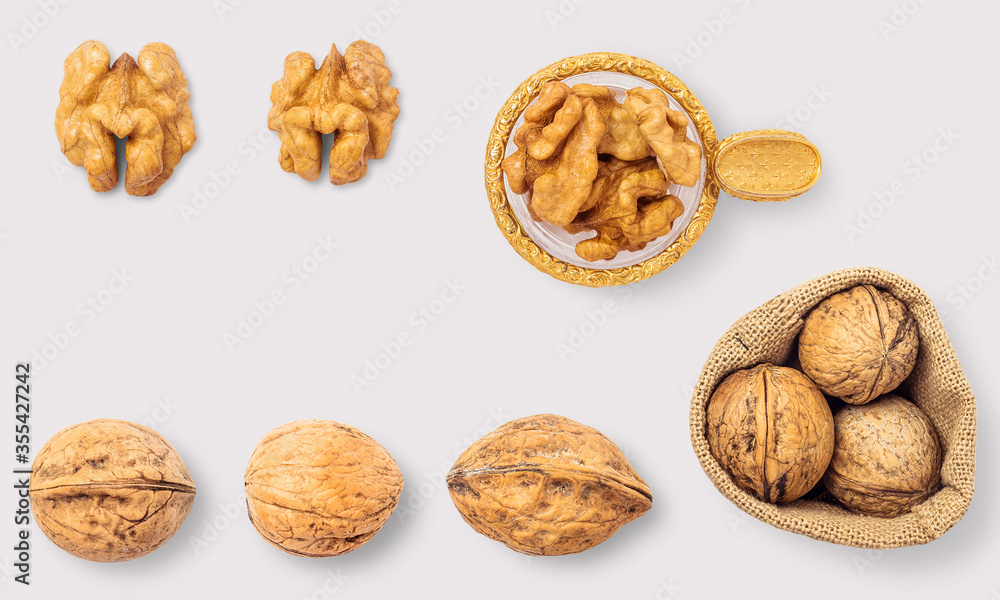 Walnuts on a white background Walnuts on a white background