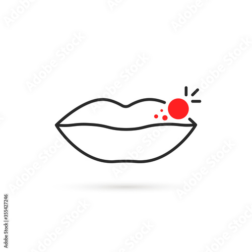 red rash on black thin line lips