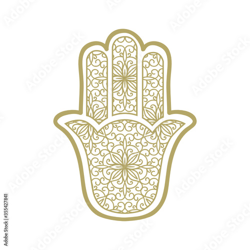 Floral pattern inside "Hand of God", Ancient Middle Eastern amulet