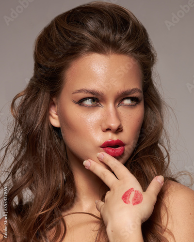 Beauty Fashion Make up Red lips Model Hair healthy Kiss 
