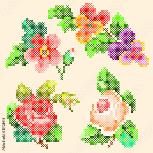 cross stitch flowers