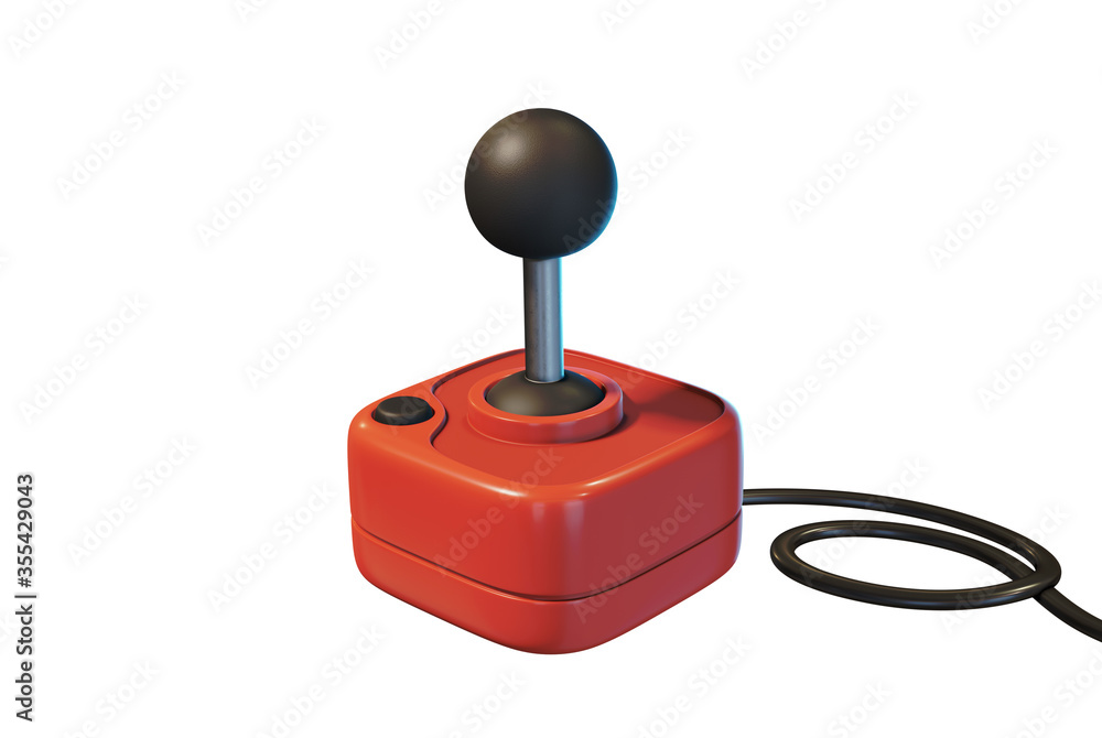 3d rendered red 80's style joystick 3d rendered red 80's style joystick