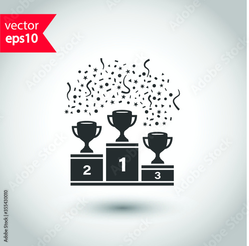 Cup vector icon. First place cup flat sign design. Reward victory cup symbol. Goblet icon. Ceremony contest cup icon. EPS 10 flat symbol pictogram.