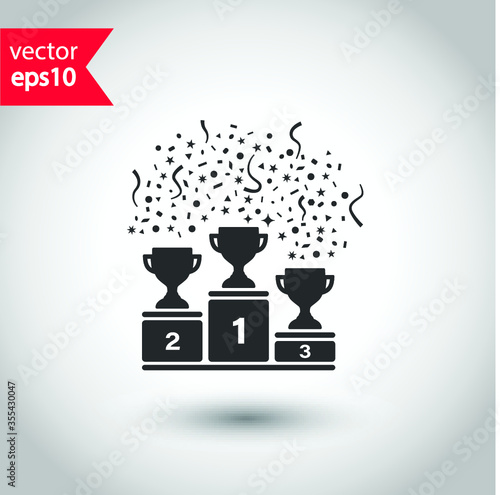 Cup vector icon. First place cup flat sign design. Reward victory cup symbol. Goblet icon. Ceremony contest cup icon. EPS 10 flat symbol pictogram.