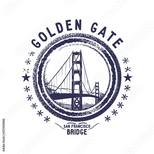 grunge rubber stamp of san francisco bridge