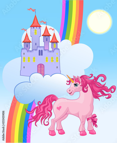 Unicorn and rainbow castle