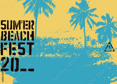 Summer Beach Festival typographic grunge vintage stencil style poster design. Retro vector illustration.