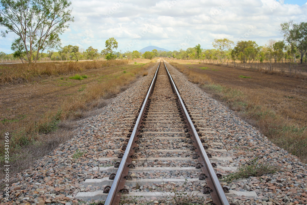 Bahnschienen im Outback in Australien; Trainroad Outback Bahnschienen im Outback in Australien; Trainroad Outback