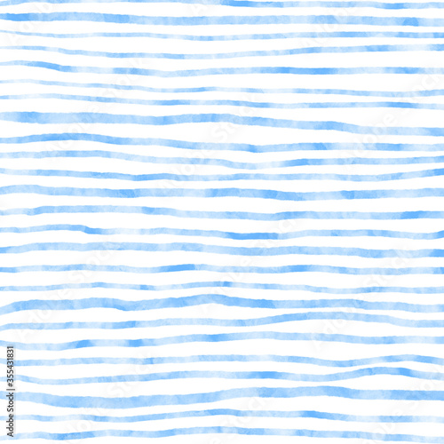 Background with hand panted watercolor blue stripes