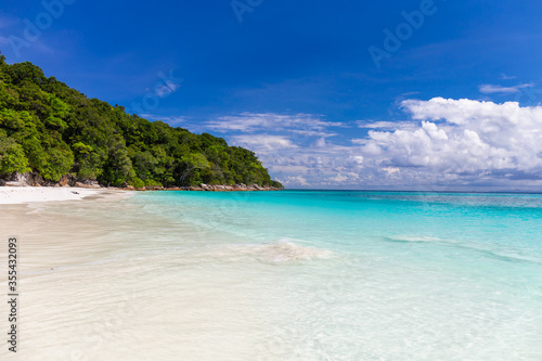 Beautiful crystal clear sea and white sand beach at Tachai island, Andaman, Thailand