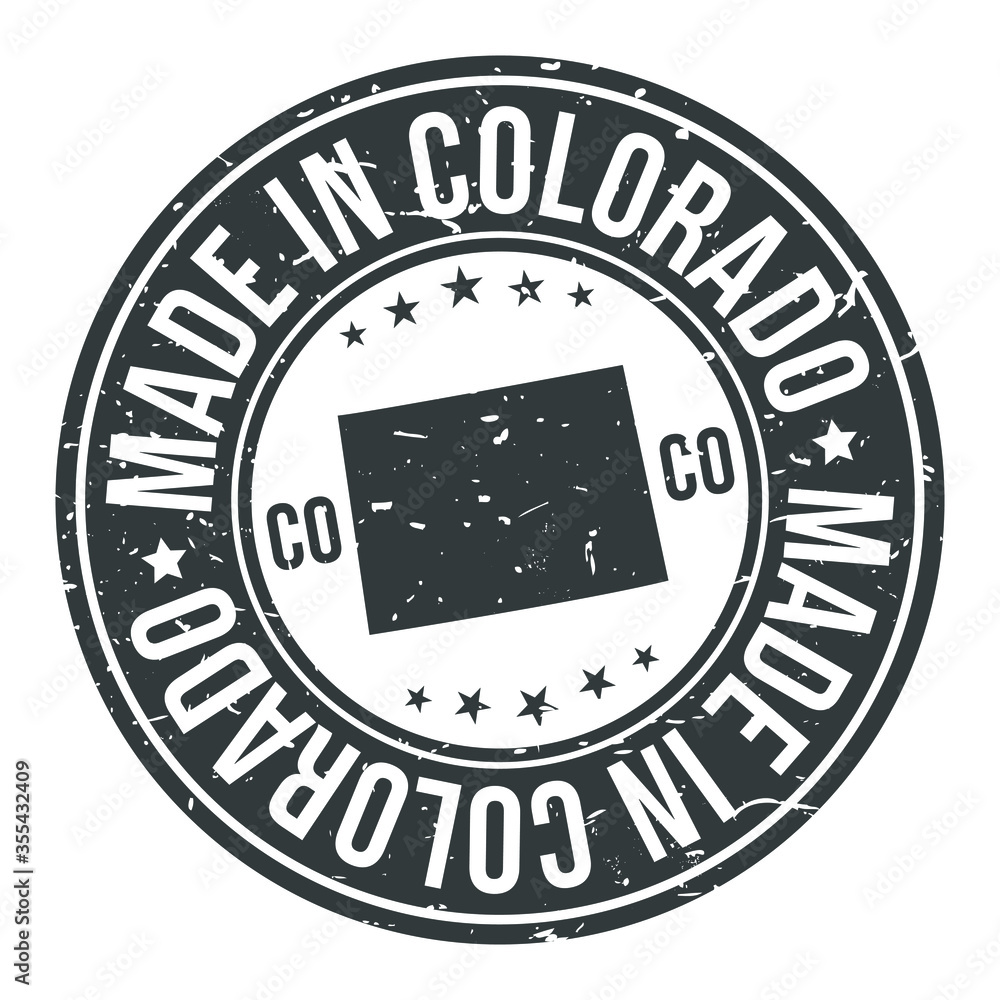 Colorado State USA Quality Original Stamp Design Vector Art Tourism Souvenir Round - obrazy, fototapety, plakaty 