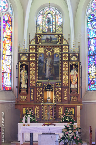 High altar in the parish church of St. Martin in Dugo Selo, Croatia