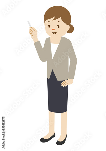 Illustration of a cram school teacher(female) teaching