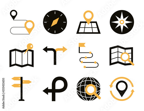 bundle of area and locations set icons