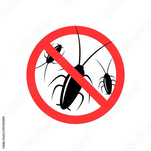 Cockroach, stop insect sign, symbol, label. Vector illustration