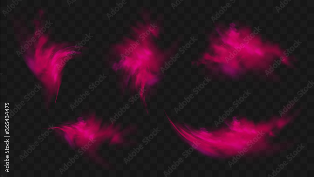 Exploding Red Mist Background Red smoke or fog set isolated on transparent dark background. Abstract ...