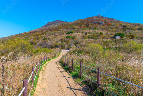 Hiking path leading to the top of Mudeungsan mountain near Gwangju, Republic of Korea photo