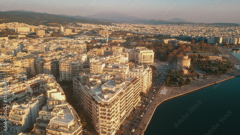 Thessaloniki from above, white tower and seafront