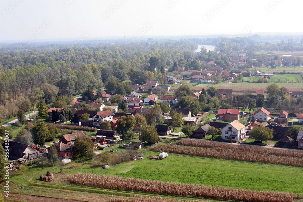 Aerial view of the village of Drnek in rural Croatia