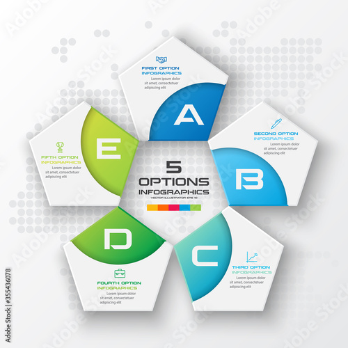 Pentagon element for infographic,Business concept with 5 options,Vector illustration. © GfxPapercut