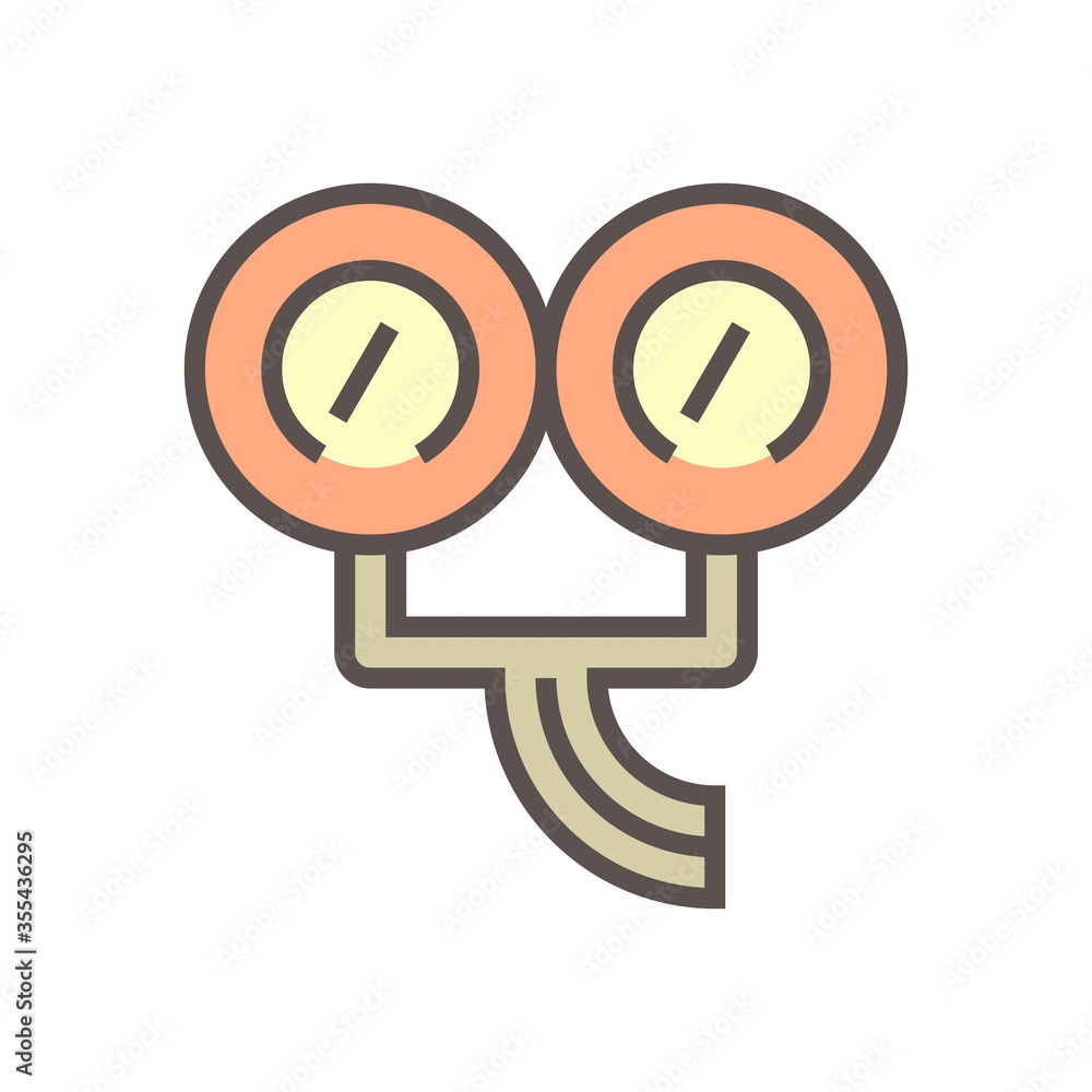 Air conditioner installation parts and tools vector icon design, editable stroke. Air conditioner installation parts and tools vector icon design, editable stroke.