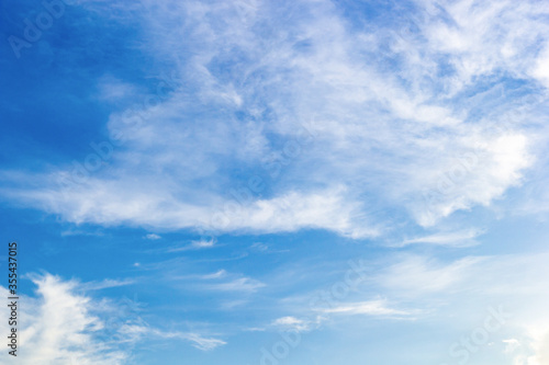 Beautiful blue sky above clouds on day noon light