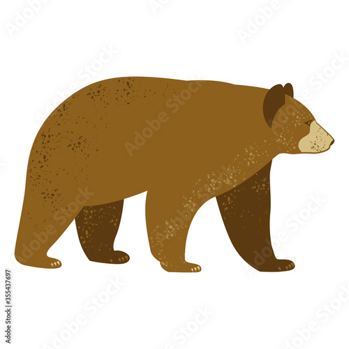 Bear. Flat vector illustration. Simple silhouettes  dots texture. Isolated on white.