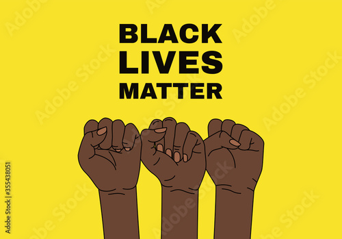 Black lives matter. Hands on yellow background. Vector