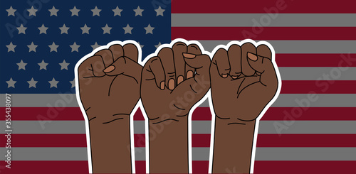 USA flag. Black lives matter. Strong fists. American flag. Vector