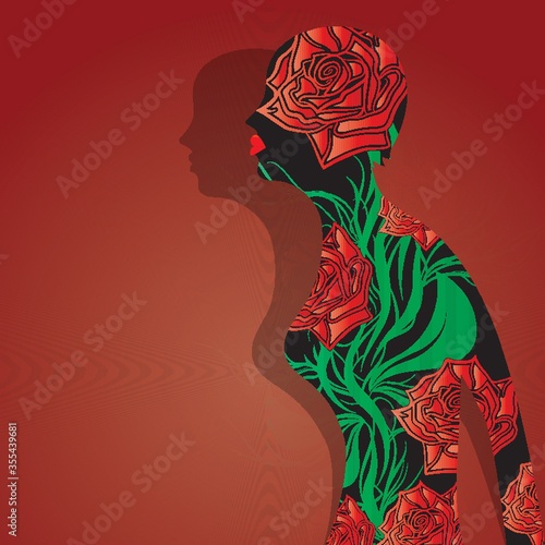 double exposure of flower and woman