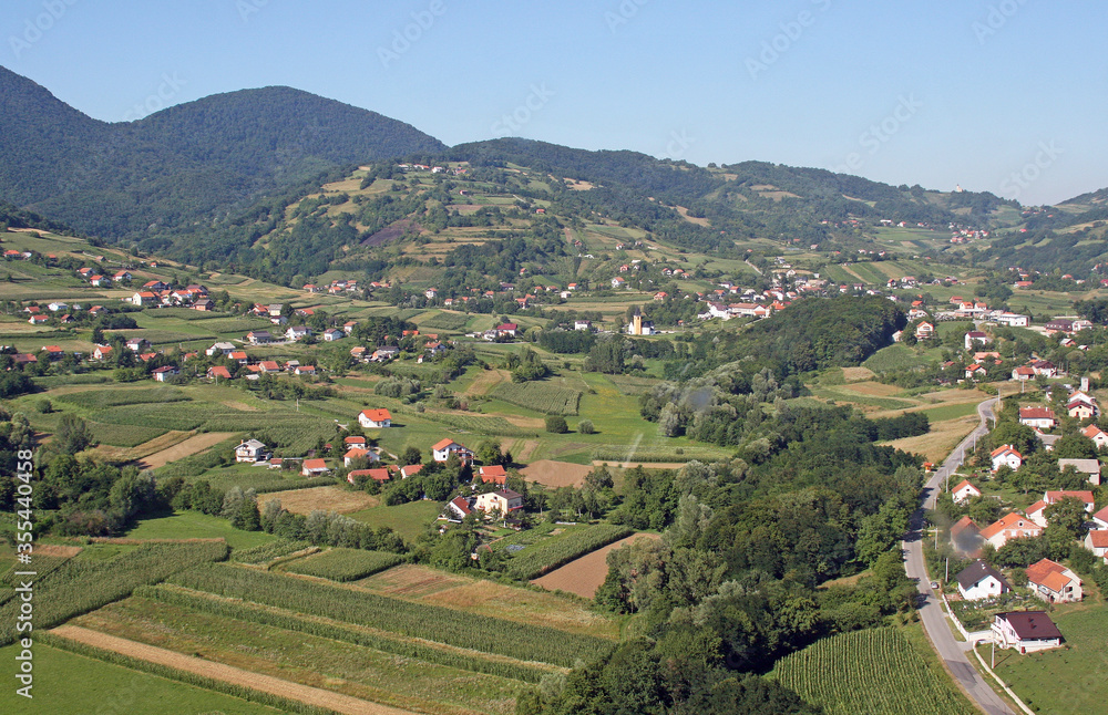 Aerial view of the village of Radoboj in northwestern Croatia